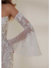 Beaded Lace Tulle Bohemian Wedding Dress With Detachable Sleeves Straps